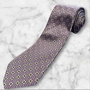 Ermenegildo Zegna 100% SILK TIE SETA‎ NECKTIE MADE IN ITALY Purple Silver